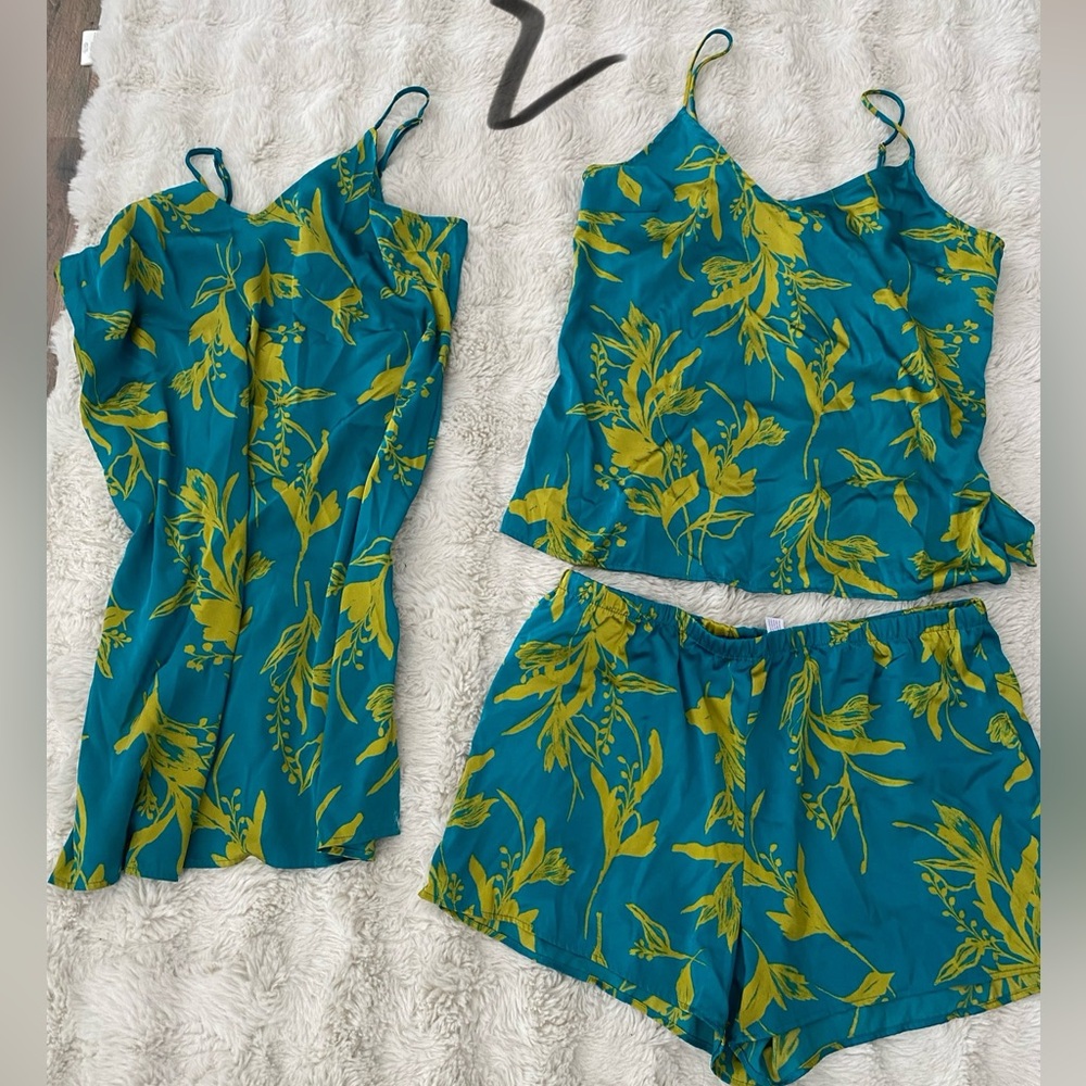 Floral Teal and Yellow Sleepwear Set